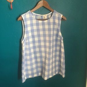 J. Crew Gingham Linen sleeveless top